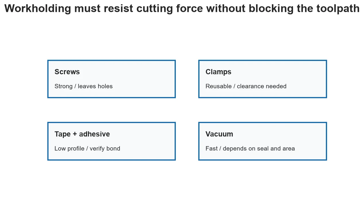 Four common CNC router workholding approaches