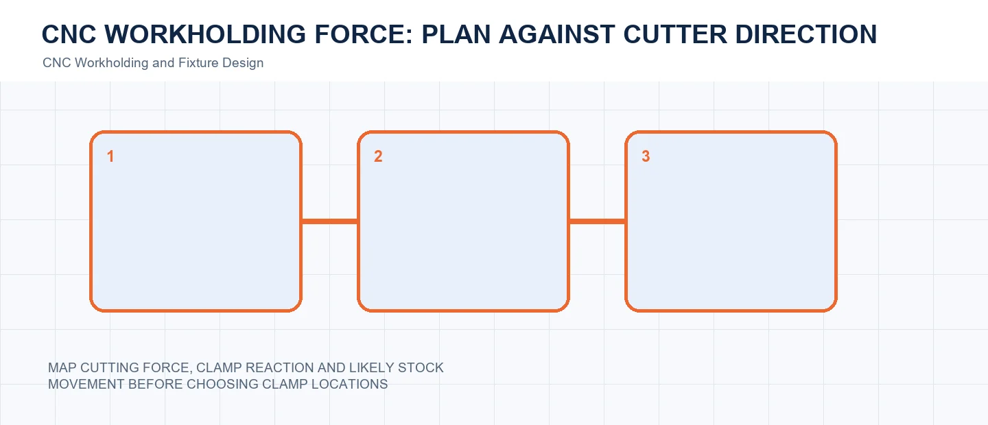 CNC Workholding Force: Plan Against Cutter Direction technical decision diagram