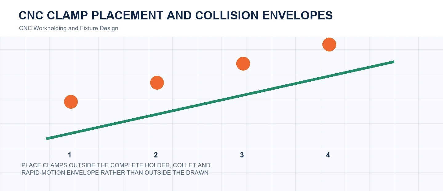 CNC Clamp Placement and Collision Envelopes technical decision diagram