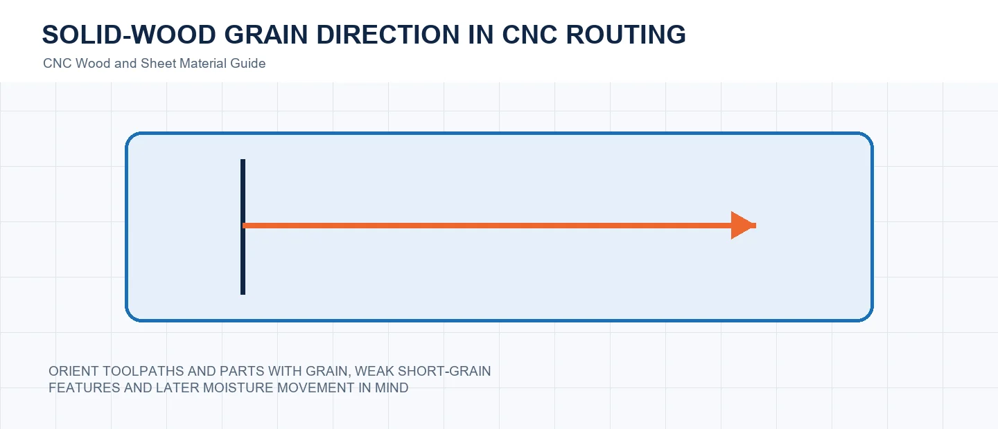 Solid-Wood Grain Direction in CNC Routing technical decision diagram