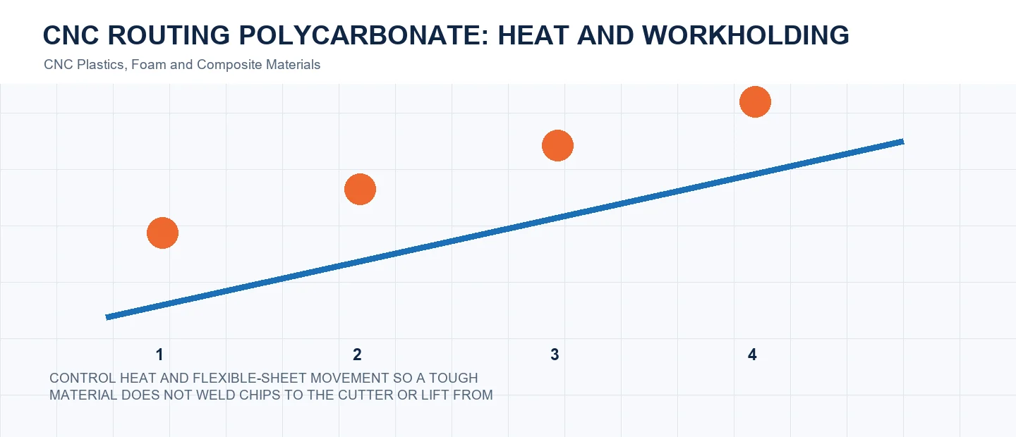 CNC Routing Polycarbonate: Heat and Workholding technical decision diagram