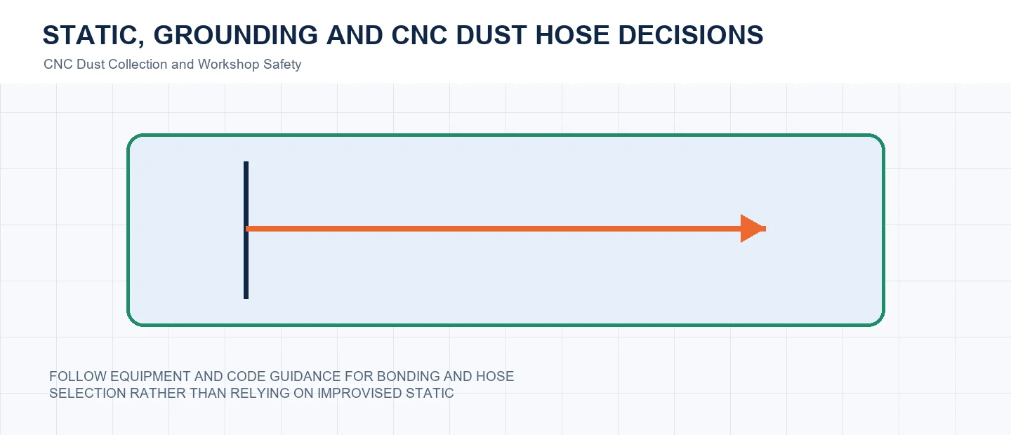 Static, Grounding and CNC Dust Hose Decisions technical decision diagram