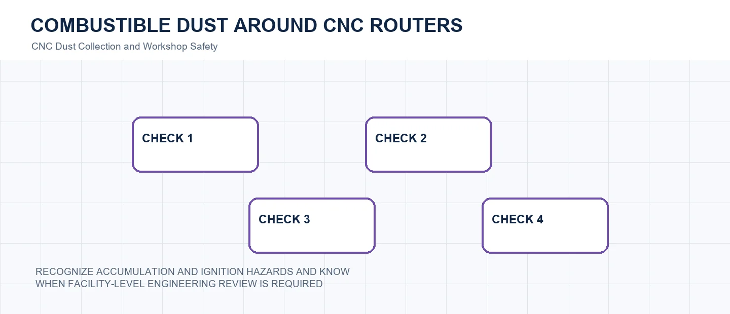 Combustible Dust Around CNC Routers technical decision diagram
