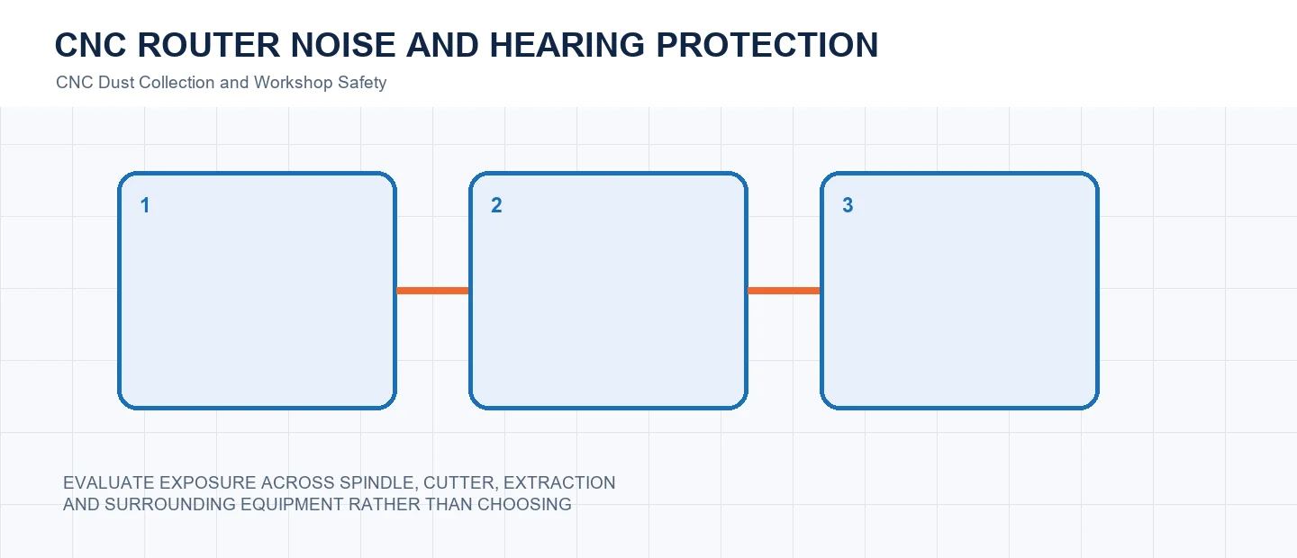 CNC Router Noise and Hearing Protection technical decision diagram
