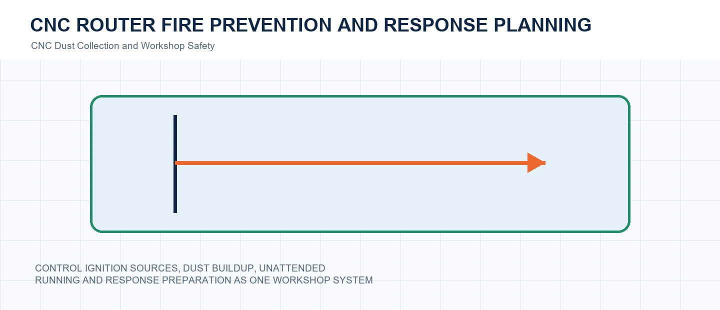 CNC Router Fire Prevention and Response Planning technical decision diagram