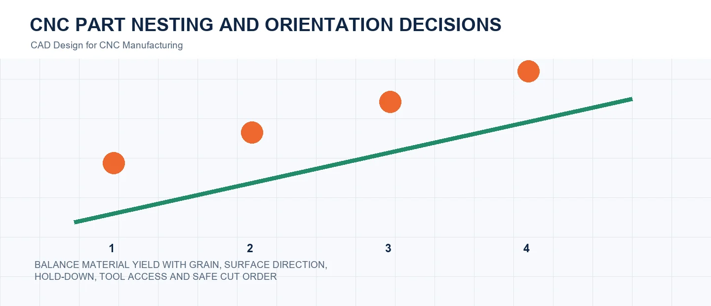 CNC Part Nesting and Orientation Decisions technical decision diagram