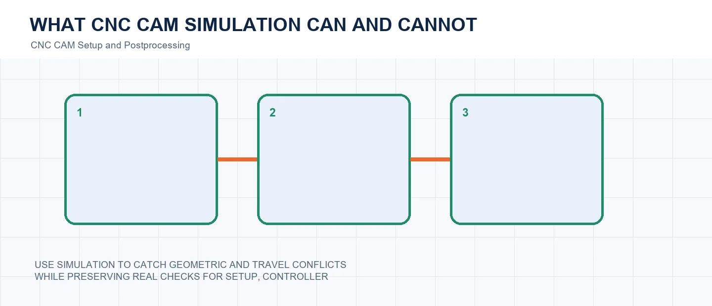 What CNC CAM Simulation Can and Cannot Prove technical decision diagram