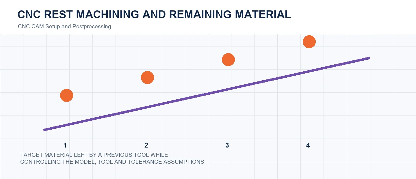 CNC Rest Machining and Remaining Material technical decision diagram