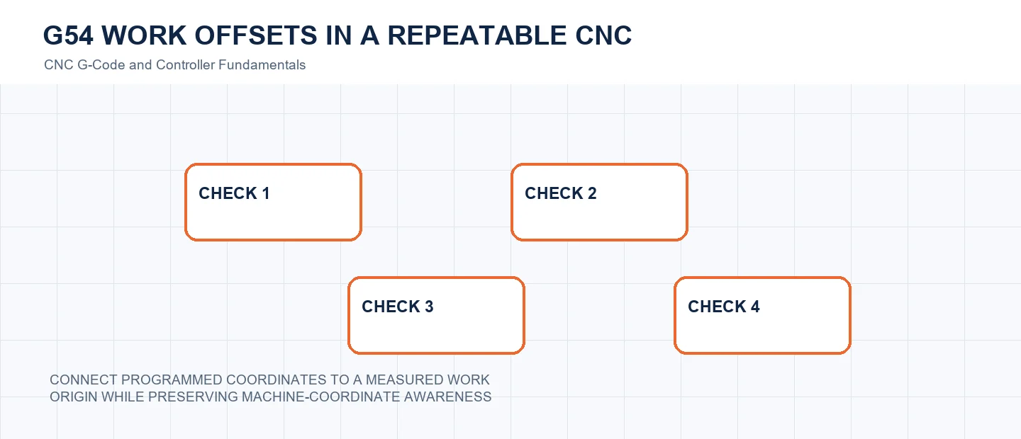 G54 Work Offsets in a Repeatable CNC Setup technical decision diagram
