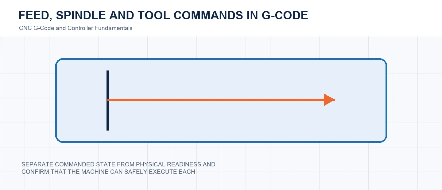 Feed, Spindle and Tool Commands in G-Code technical decision diagram