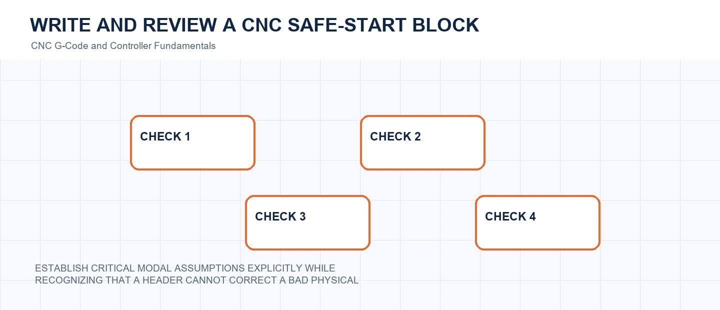 Write and Review a CNC Safe-Start Block technical decision diagram