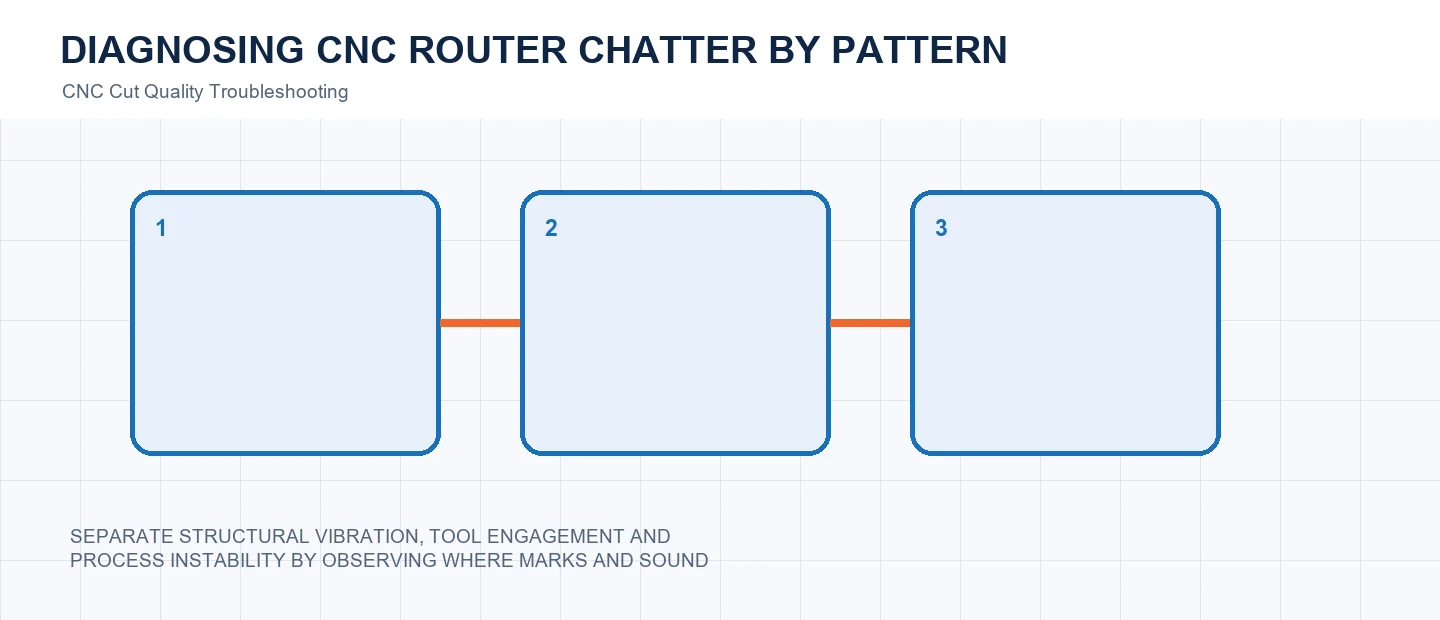Diagnosing CNC Router Chatter by Pattern technical decision diagram