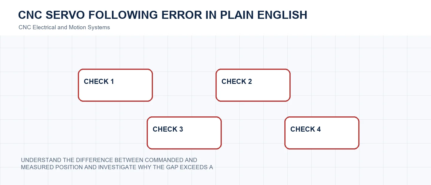 CNC Servo Following Error in Plain English technical decision diagram