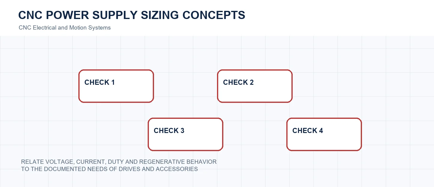 CNC Power Supply Sizing Concepts technical decision diagram