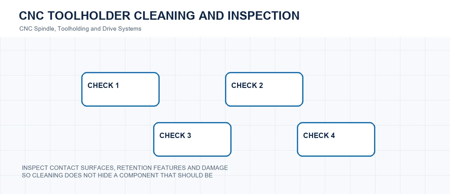 CNC Toolholder Cleaning and Inspection technical decision diagram