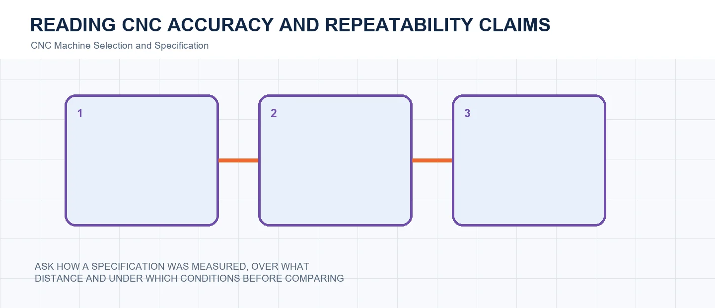 Reading CNC Accuracy and Repeatability Claims technical decision diagram