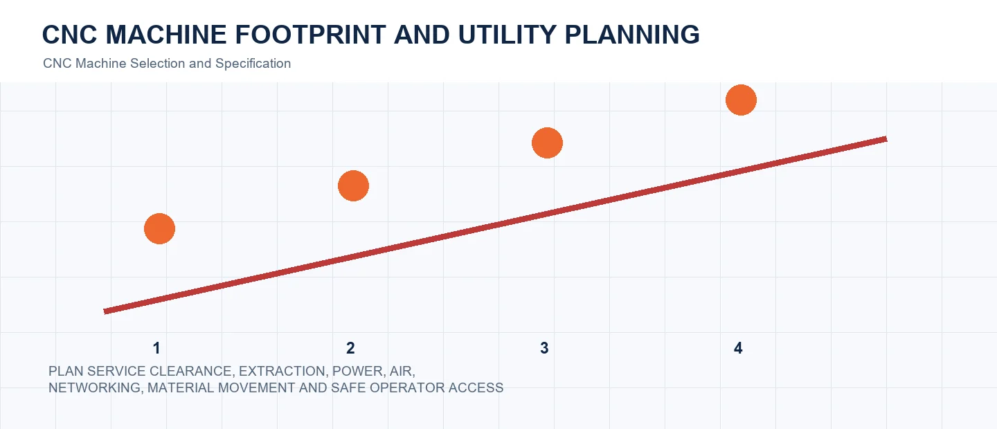 CNC Machine Footprint and Utility Planning technical decision diagram