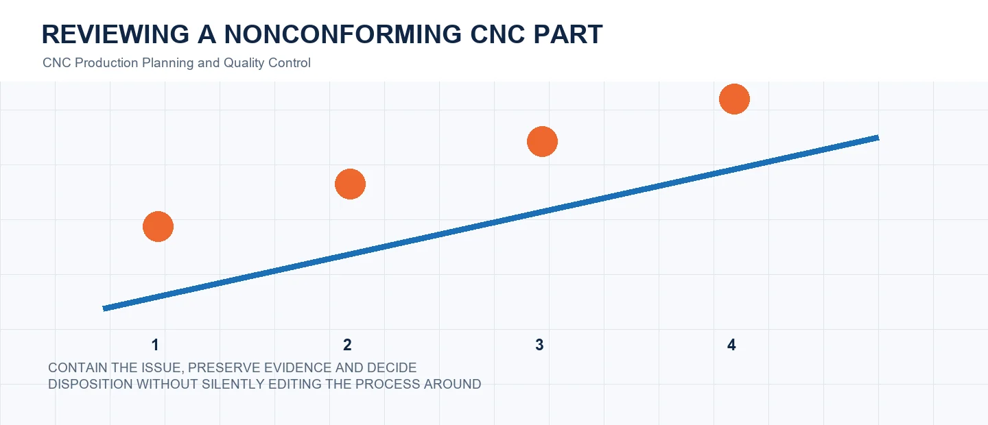 Reviewing a Nonconforming CNC Part technical decision diagram