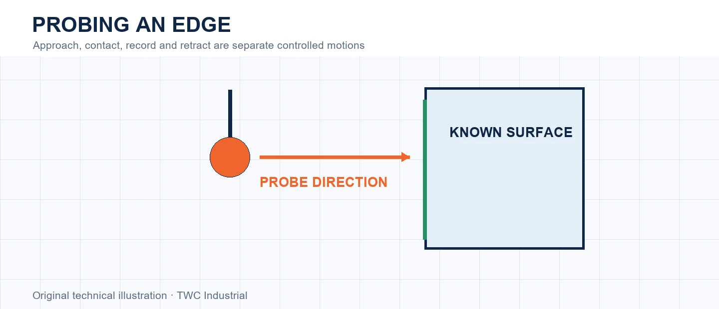 Touch probe approaching a known workpiece edge