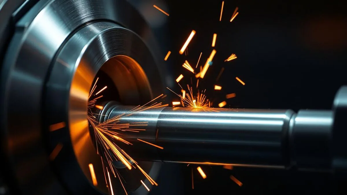 CNC lathe turning a stainless steel shaft — workholding and setup directly affect part cost